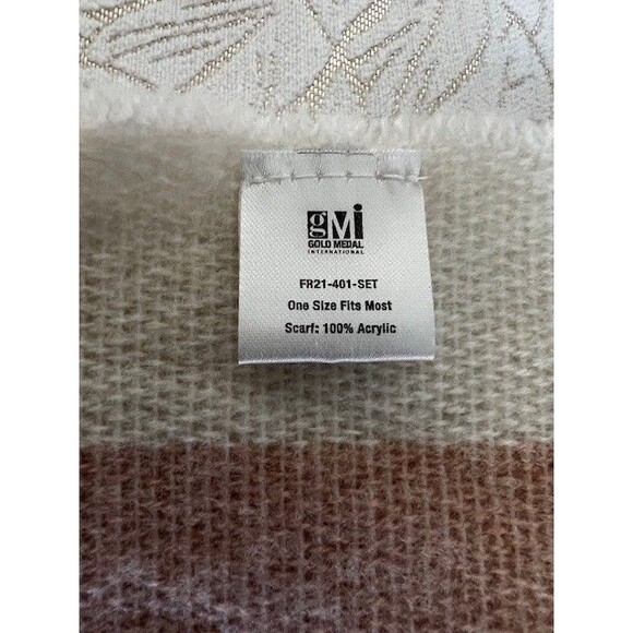 Beanie W/Pom and Scarf Set by Gold Medal International Burnt Orange & Tan NWT - Picture 4 of 4